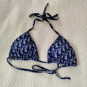 Dior Bikini Top Blue Oblique Technical Fabric Sz M